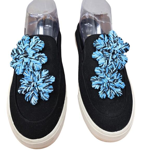 Louise et Cie Lo Branlin Embellished Raffia Black Slip-On Floral Sneaker 7 - Picture 1 of 9